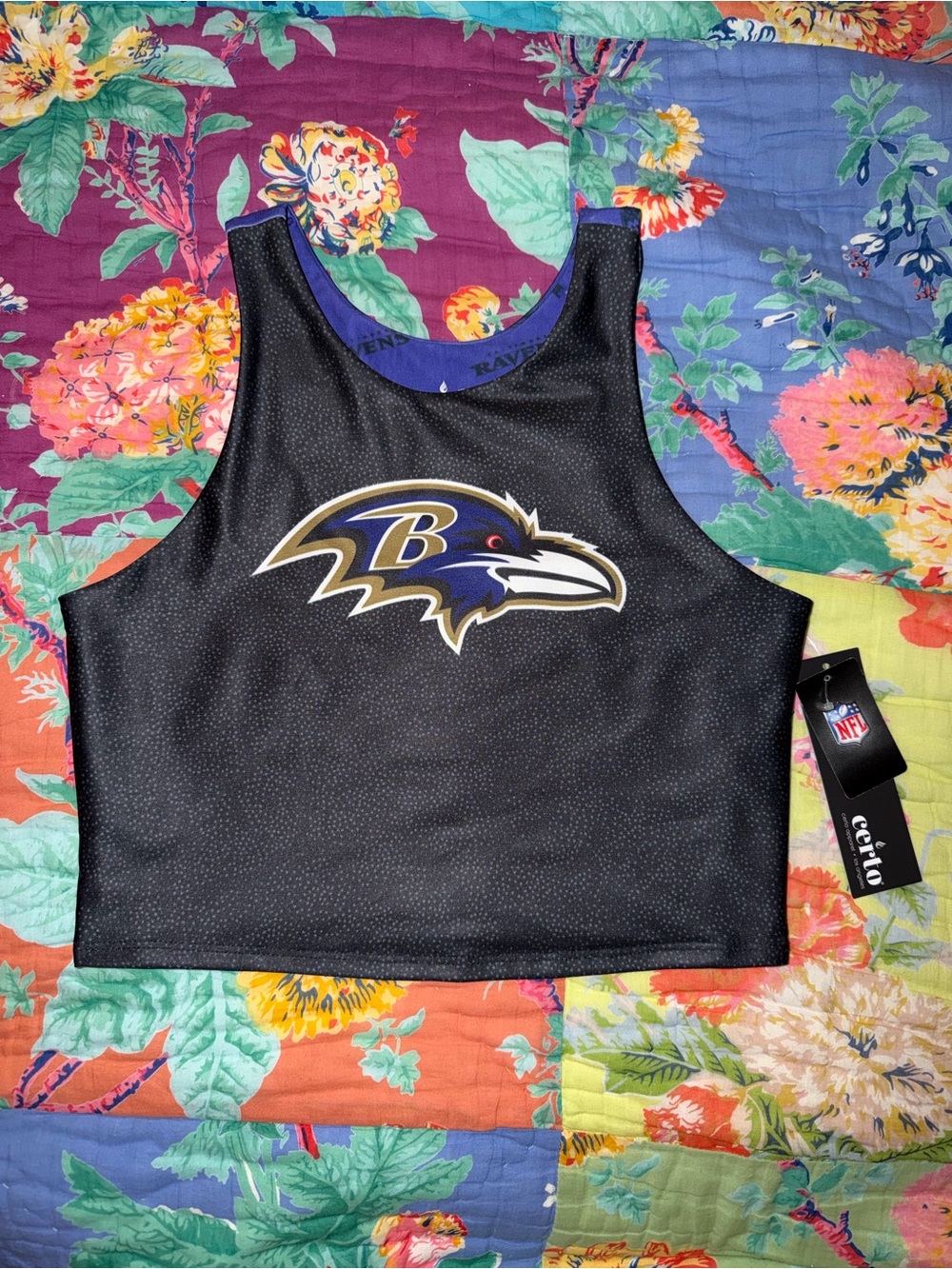 NWT NFL Baltimore Ravens Midi Tank Bra Top